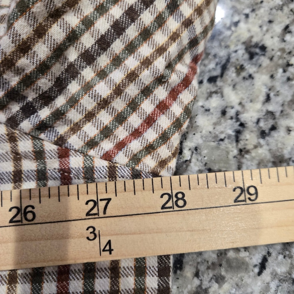 Roundtree & Yorke Button Down Mens 2XT Brown Plaid Excellent Long Sleeve Cotton - Picture 6 of 8